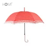 Chinese Wholesale Cute Red Auto Open And Close Polka Dot Printing Straight Umbrella