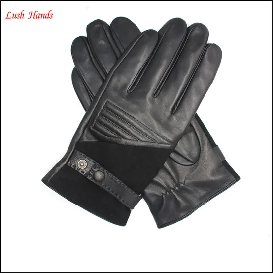 Men's suede leather gloves and with Belt and buttons details