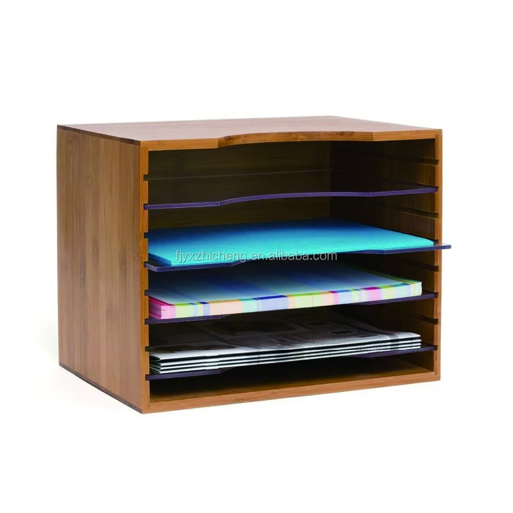 Bamboo Desktop Mail Organizer Holder File Sorter Letter Folder