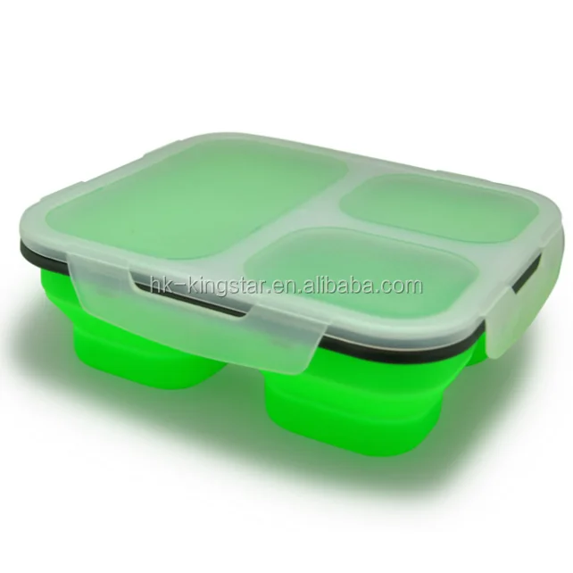 New develop amazon hot selling collapsible silicone folding lunch box