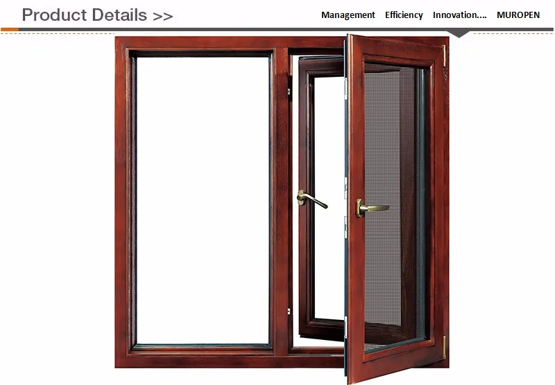 Single pane leaf casement window tempered glass aluminium frame casement window