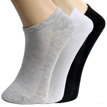10 pairs Men’s socks brand quality polyester casual breathable 3 Pure Colors sports Mesh short boat sock for men free shipping