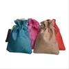 Eco-friendly quality custom jute and cotton line drawstring bags small muslin pouch