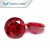 Free Sample 5mm Round 8# Rose Red Synthetic Original Ruby Rough Stone