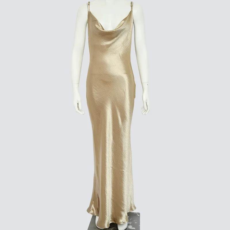 gold slip maxi dress