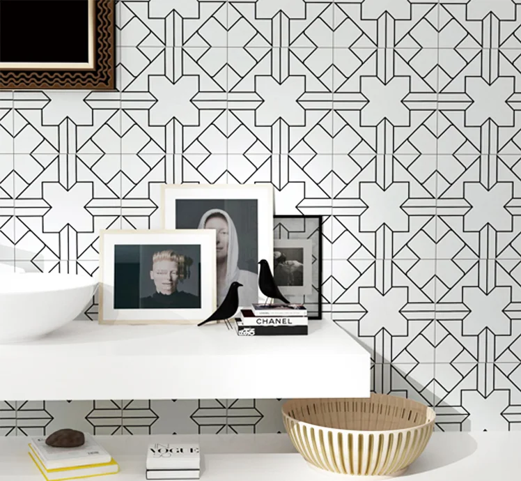 Hasin Black Series Decorative Design 20x20 Carpet Ceramic Matt Surface Floor And Wall Tile