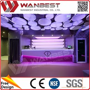 Professional mirror white reception desk l shaped counter with CE certificate