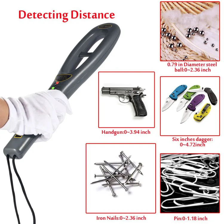Venda por Atacado Detector de Metais à Mão Eletrônico para a Segurança Melhor Portátil Gc101h 7 Security Metal Detectors