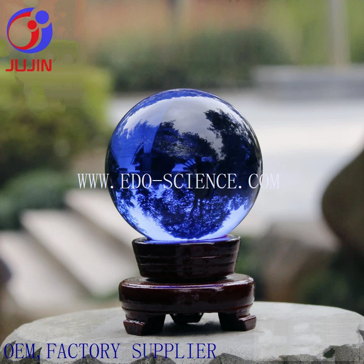13cm Blue Crystal Sphere with wooden base01