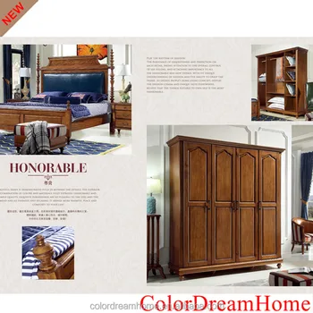 Classic American Style Furniture 4 Door Wardrobe In Solid Wood