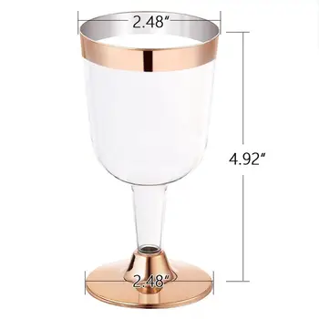 Rose Gold Disposable Plastic Cups 6oz Recyclable Unbreakable Wine