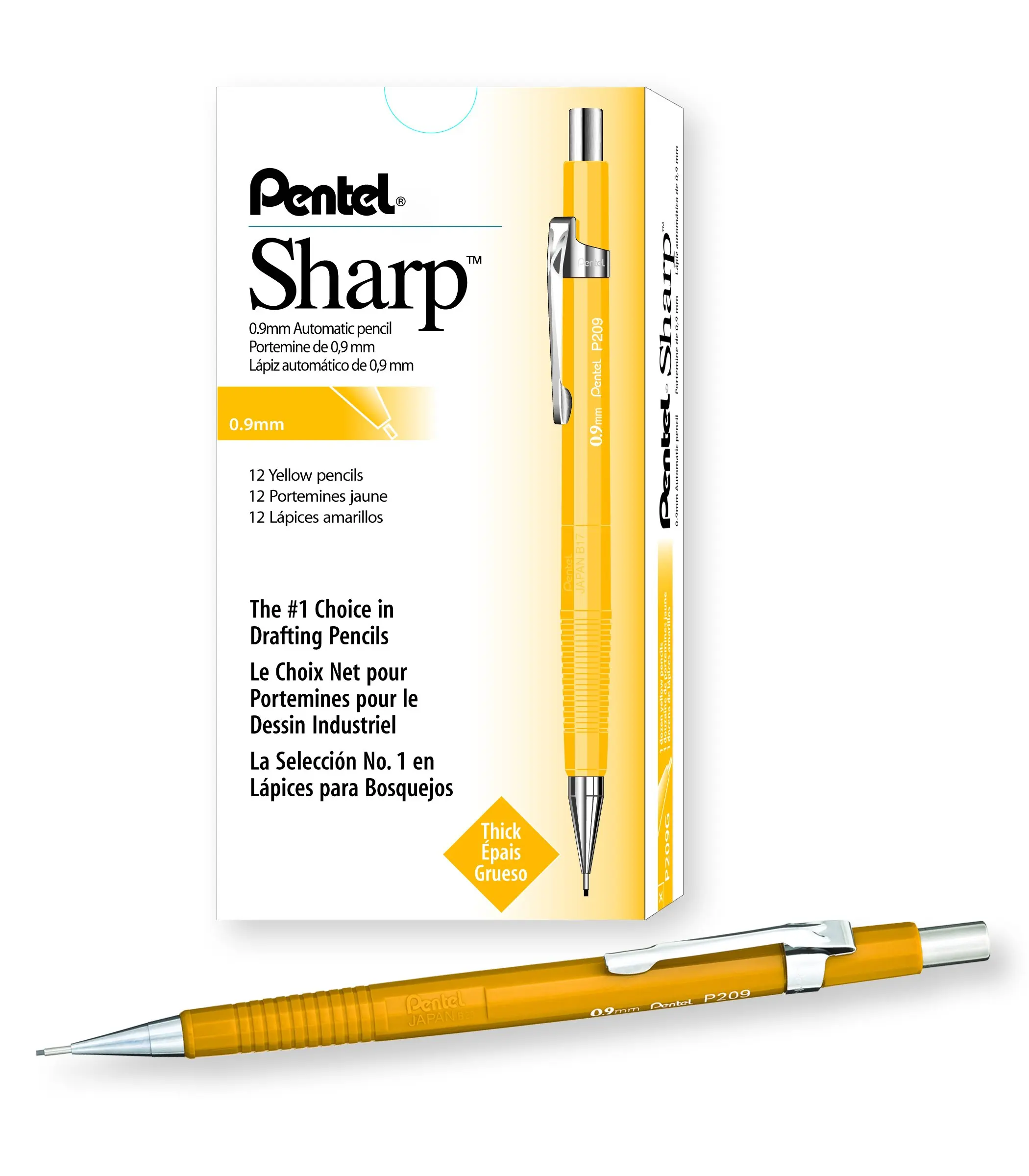 Pentel P209 Sharp Mech Pencil 0.9mm Met.Silvr