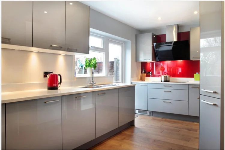 Beige Color High Gloss Acrylic Kitchen Cabinet Door With Two Tone High Gloss Acrylic Kitchen Cabinet Door
