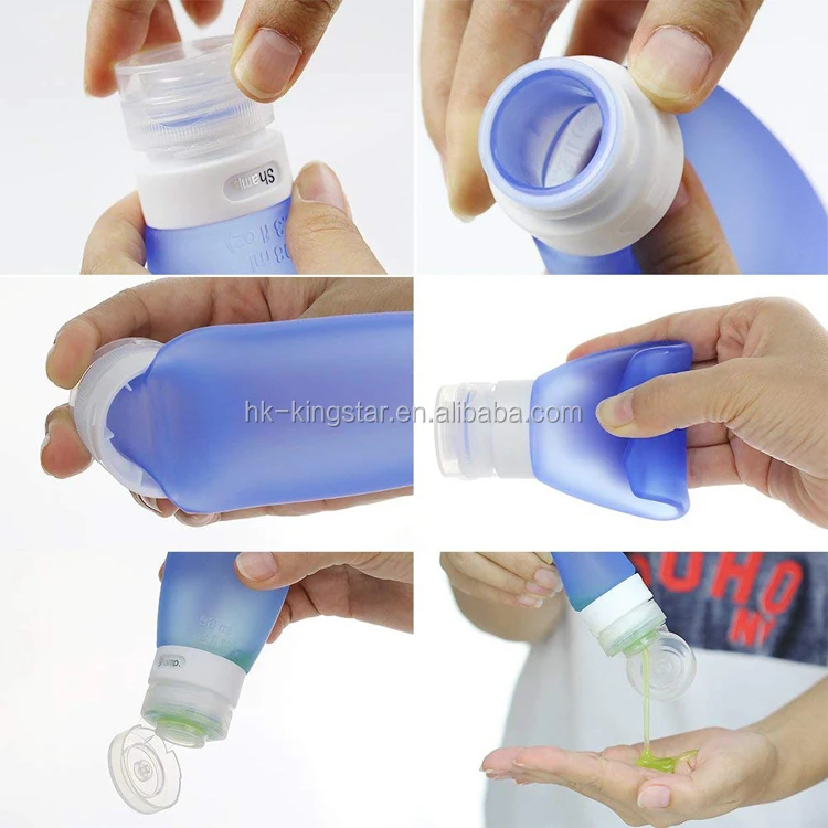 Custom Logo 3OZ Silicone Travel  Bottle and container Set for Liquid Lotion