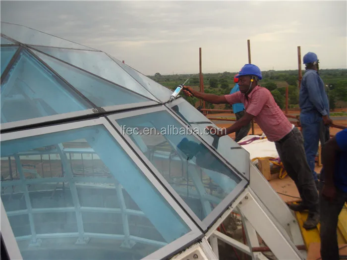 Prefab light steel glass roof dome for hall skylight