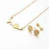 Latest fashion rose flower design jewellery gold plated stainless steel jewelry set
