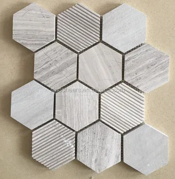 Wooden Grey Hexagon Stone Marble Mosaic Tile For Kitchen Wall Wooden Grey Hexagon Stone Marble Mosaic Tile For Kitchen Wall