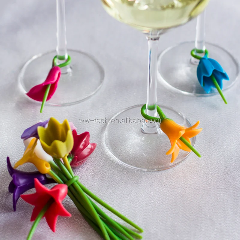 Floral Wine Glass Markers Buy Floral Wine Glass Markers,Flower