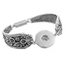 Unique Retro Flower Mens Cuff DIY Interchangeable Jewelry 18MM Snap Button Vintage Silver Bracelet