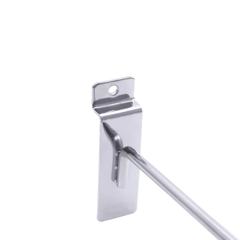 factory price customized mobile single wire silvery slat wall display hooks with hanger clothes
