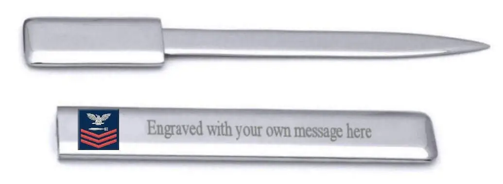 U.S Navy Red E-6 Torpedoman's Mate TM Engraved Letter Opener