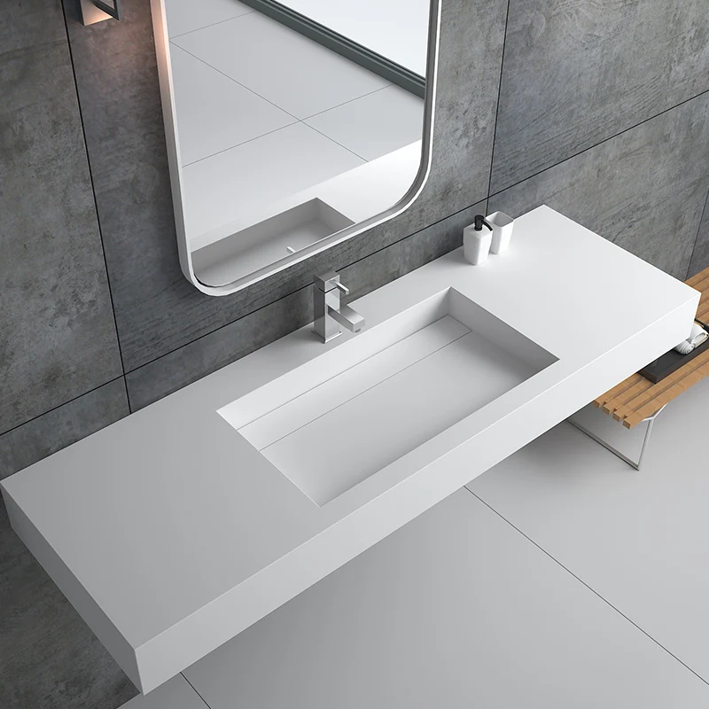 Long Solid Surface Wall Mounted Single Sink Basin Bs-8422 - Buy Long ...
