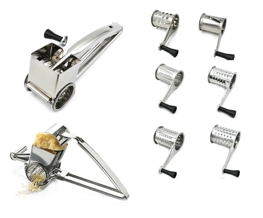 Rotary Cheese Grater Vegetable Cheese Cutter Slicer Shredder With 3