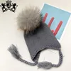 2018 new arrival made in china fur hat winter warm raccoon fur pom pom knitted hats