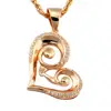 Trendy silver double heart with prong setting quality CZ Stone rose gold plate pendant necklace