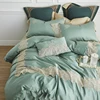 Comfortable Lyocell fiber tencel duvet cover high quality Soft skin-friendly lace stitching home bedding set 6pcs