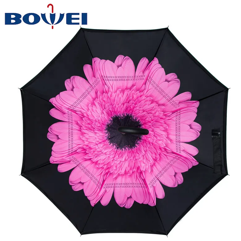 23 inch poe double layer windproof reverse inverted umbrella
