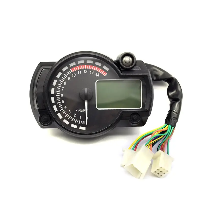Qiilu Universal Motorcycle Digital Colorful LCD Speedometer Odometer Tachometer W/Speed Sensor 