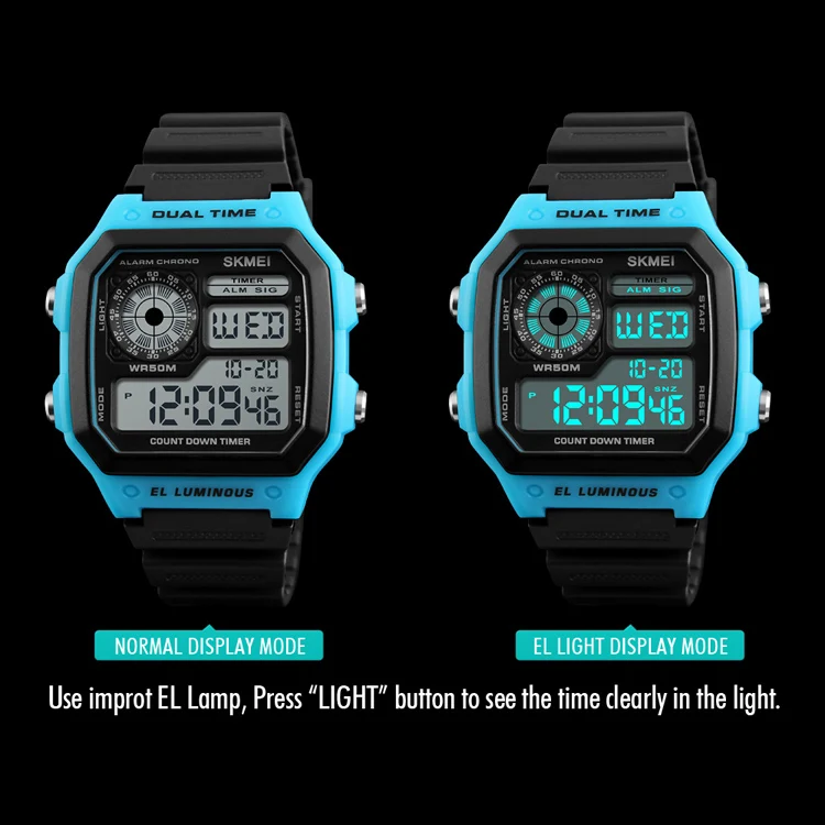 New arrival SKMEI 1299 low cost wrist watch pu band dual time ABS plastic watch water resistant digital sport watches.jpg