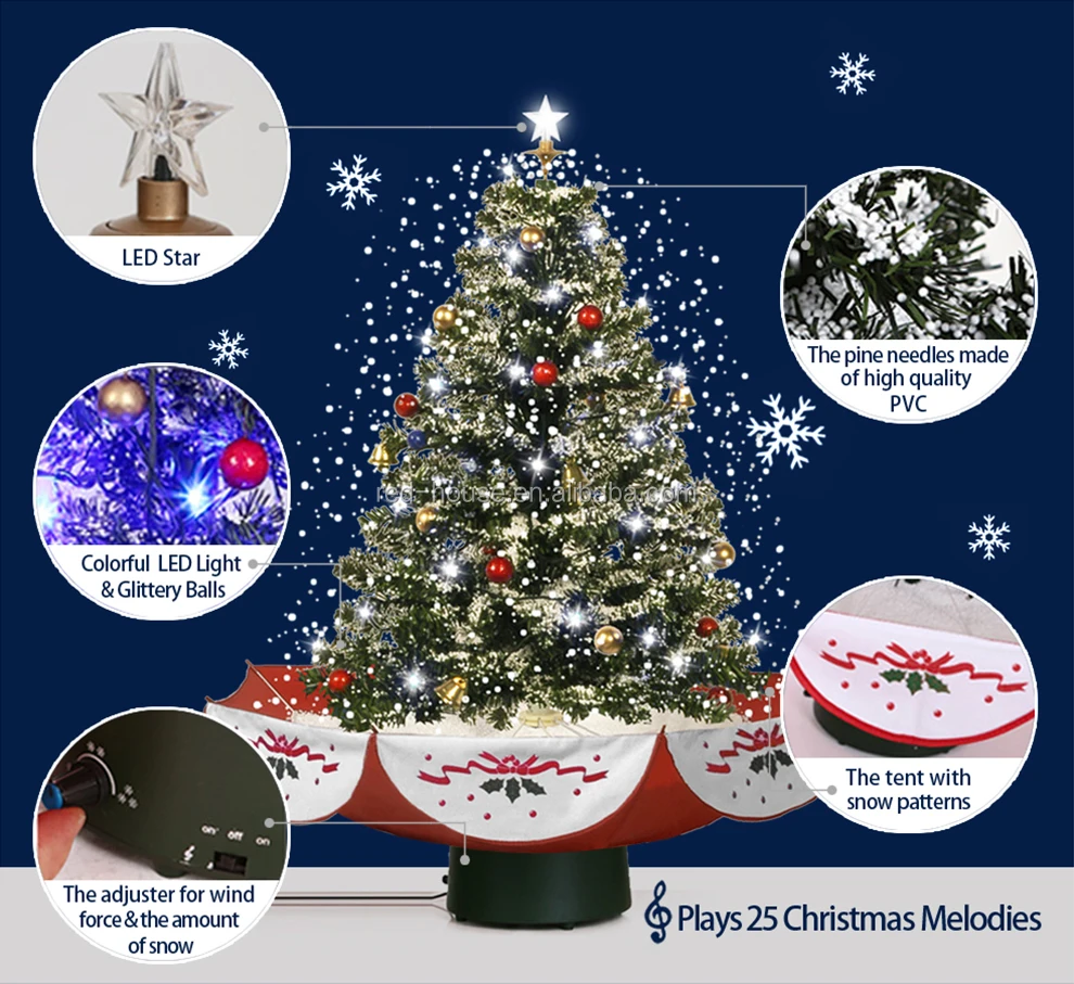 Electric Artificial Snow Falling Snow Musical Christmas Tree In Stock - Buy Artificial Snow