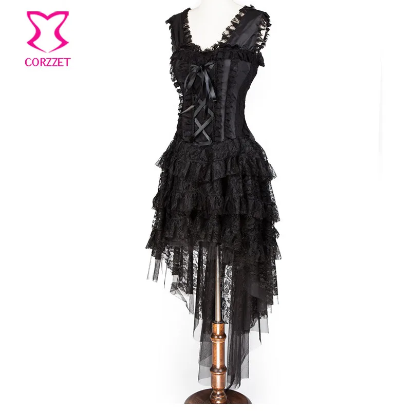 steampunk black corset dress