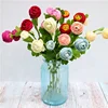 F-1455 Wedding Decoration Artificial Silk Rose Bud 3 Heads Tea Rose Flower Stems Rose Single Branch