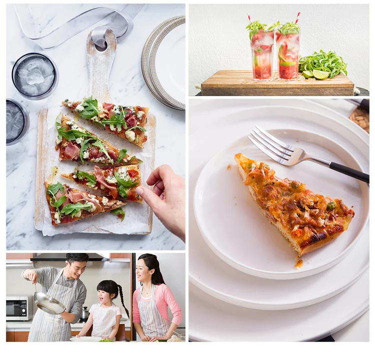 Custom Logo Italian Flat Fine Porcelain 12 inch Pizza Plate Ceramic Plates Dishes