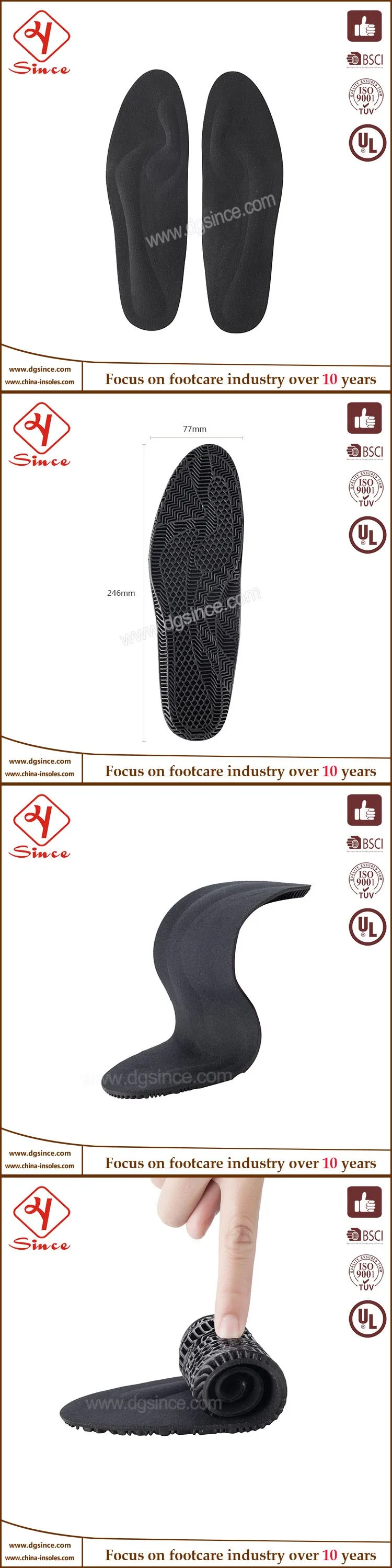 Memory Foam TPE Material Shock Absorbing Insole For Shoes