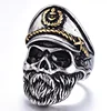 Punk Legion men's rings skull officer Navy captain ring