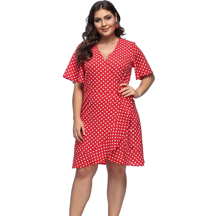 red and white polka dot dress plus size