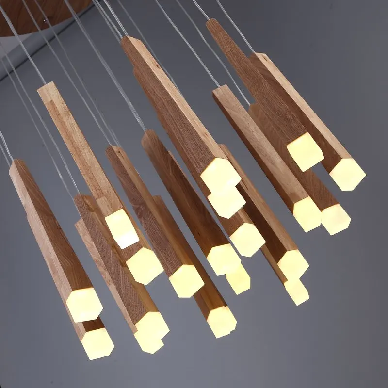 Modern Pendant Hanging Lamp Stand Wood Solid Wooden Droplight Chandelier Led Light Buy Solid
