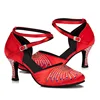 Adult Satin Latin Dance Shoes Closed Toe Lace Up Latin Practice Ballroom Dancing Shoes