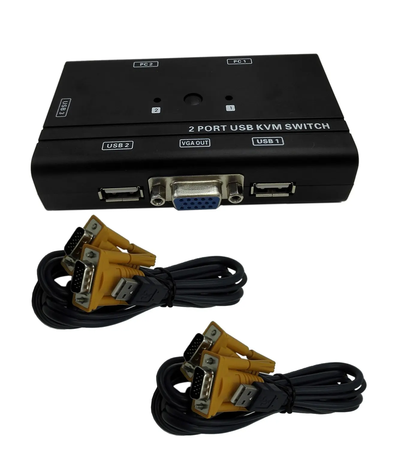 Get Quotations · Lemeng 2 Port USB 2.0 KVM Switch Manual Selector Rack  Mount Metal Box Adapter with 2