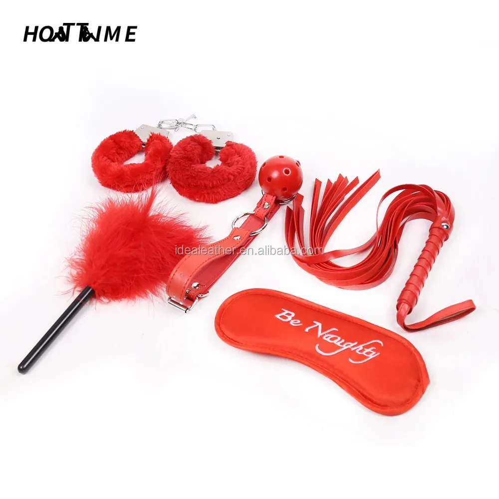 Bondage Kit Sm Set Lace 5pcs Set Sex Toys Flirting Feathers Stick