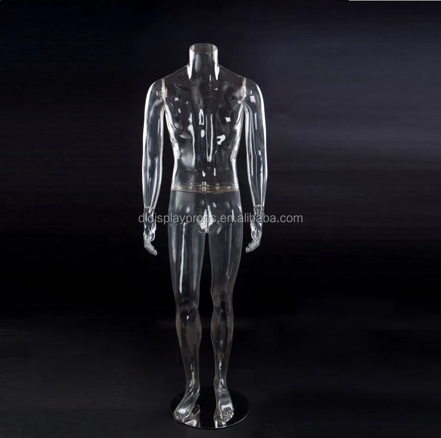 Pc Silver Clear Plastic Male Bust Mannequin Transparent Hollow Out