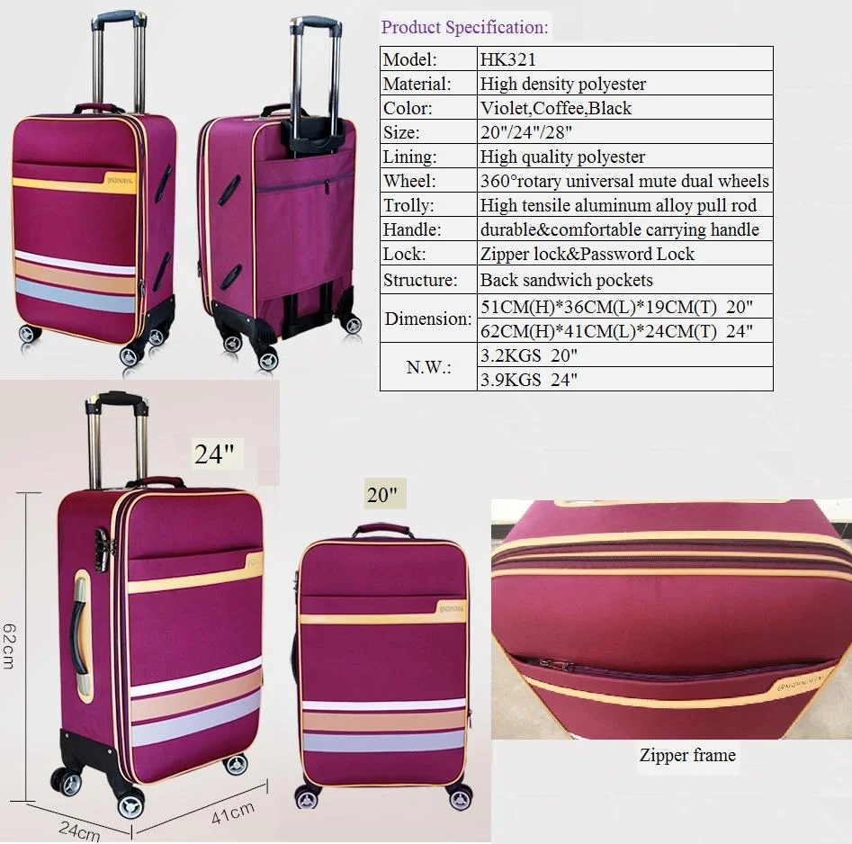 Spinner Luggage Wheel Aboard Luggage Bag Trolley Travel Softside ...
