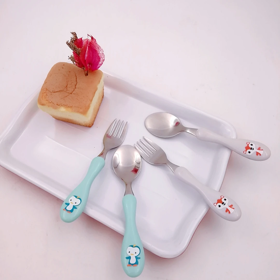 Plastic Handle With Funny Pattern Baby Cutlery Set Buy Spoon Fork