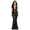 The Latest Woman Maxi Dress Sexy Deep V-neck Open Back Sequined Long Evening Dress