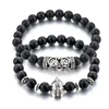 Longway Partner Distance Bracelet Matt Agate Stone Bracelet with helmet Charm