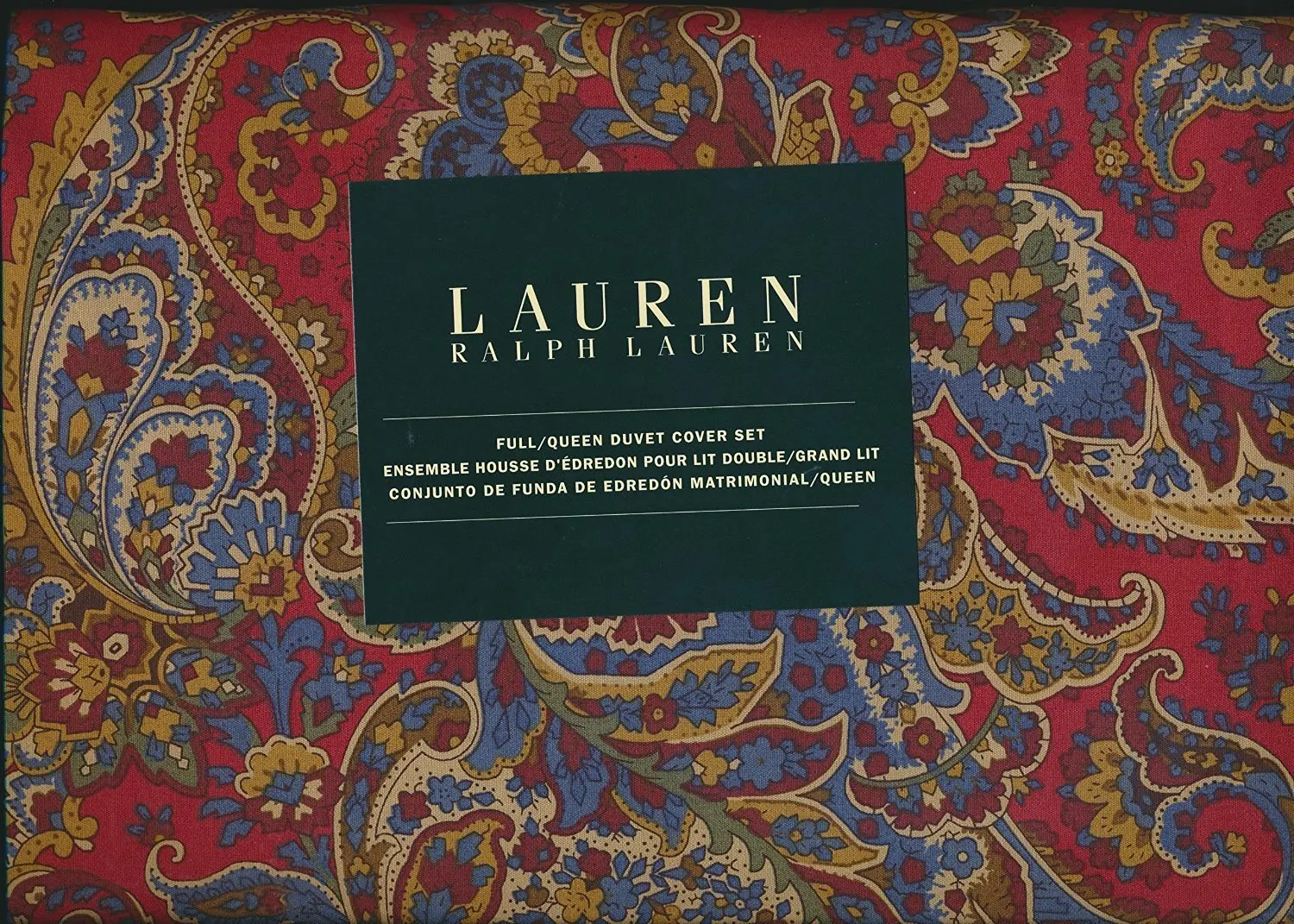 Buy Ralph Lauren Damask Paisley 3pc Full Queen Duvet Cover Set Red